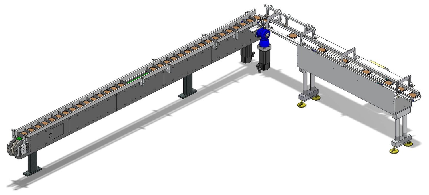 VC-500 two-axis collator paired with an infeed module